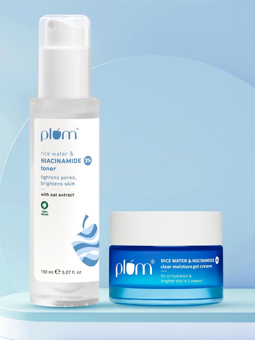 Plum Plum Set of Clear Moisturizer Gel Cream - 50g & 3% Niacinamide Alcohol-Free Toner - 150ml