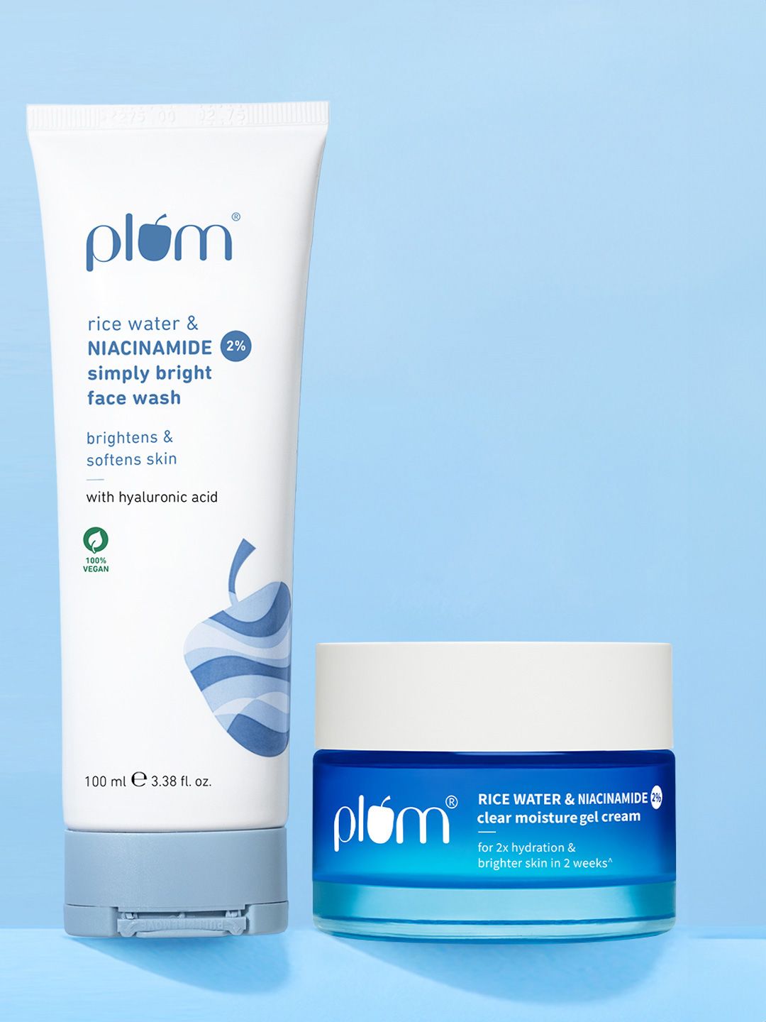 Plum Plum Set of Clear Moisturizer Gel Cream - 50g & 2% Niacinamide Face Wash - 100ml