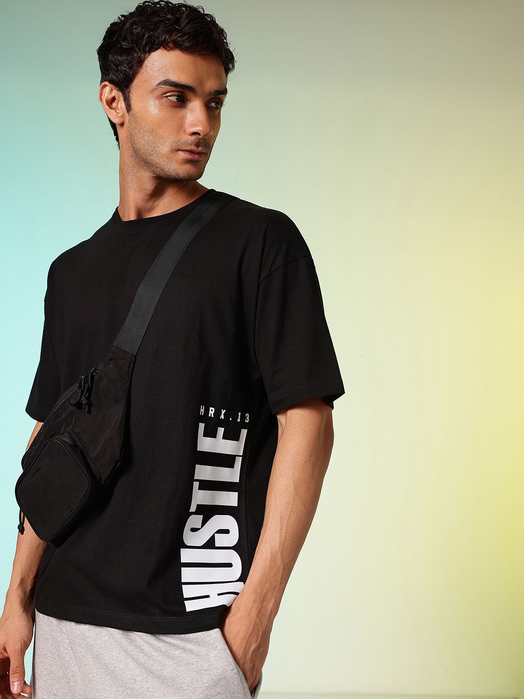 HRX by Hrithik Roshan Men Printed Drop-Shoulder Sleeves Oversized Pure Cotton T-shirt