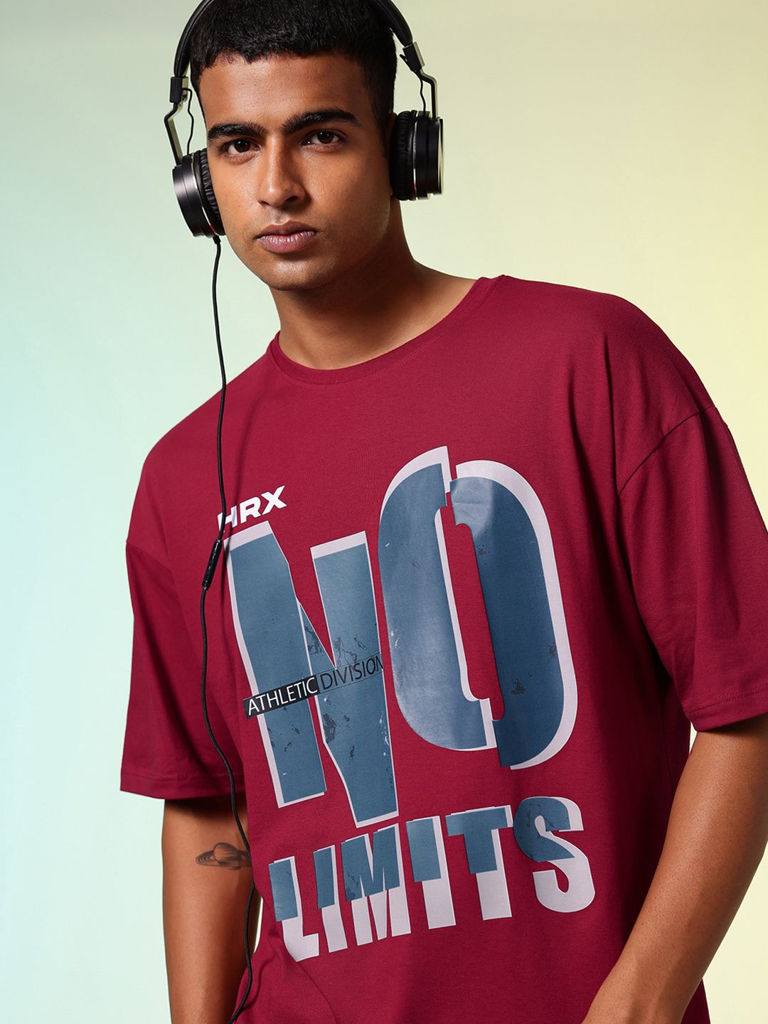 HRX by Hrithik Roshan Men Printed Drop-Shoulder Sleeves Oversized Pure Cotton T-shirt