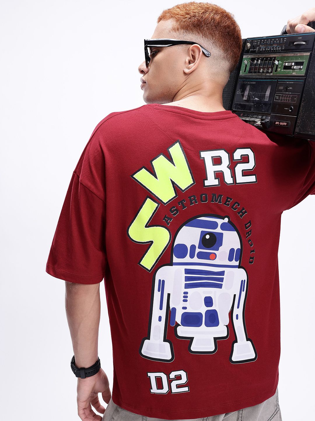 Kook N Keech Star Wars Oversized Star Wars Printed Drop-Shoulder Sleeves T-shirt