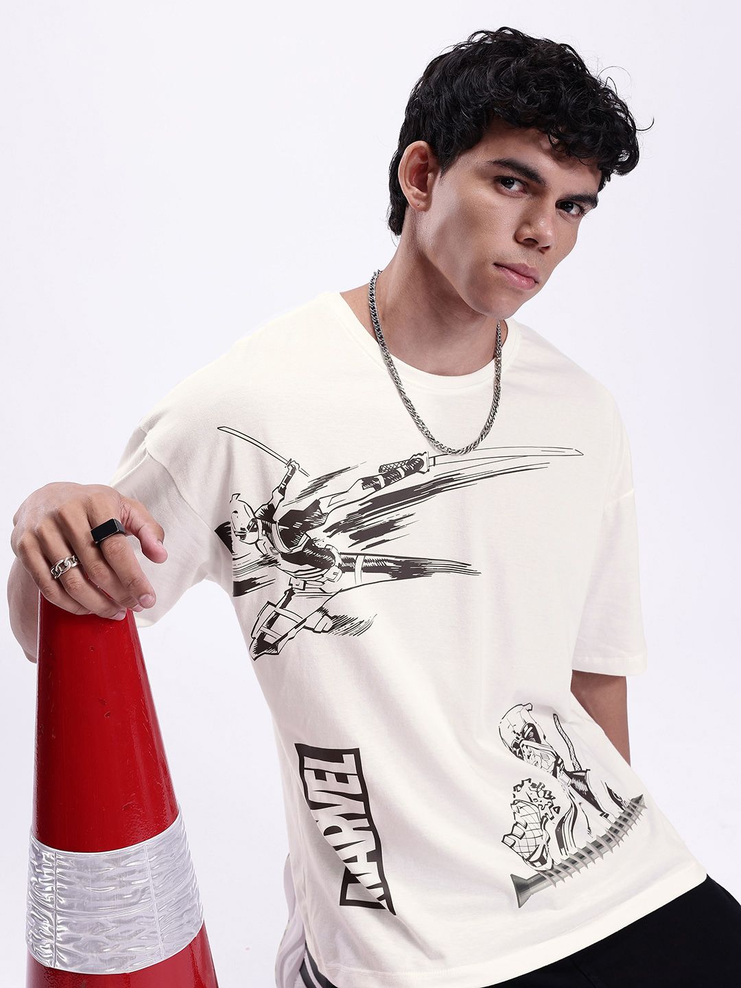 Kook N Keech Marvel Printed Drop-Shoulder Oversized T-shirt