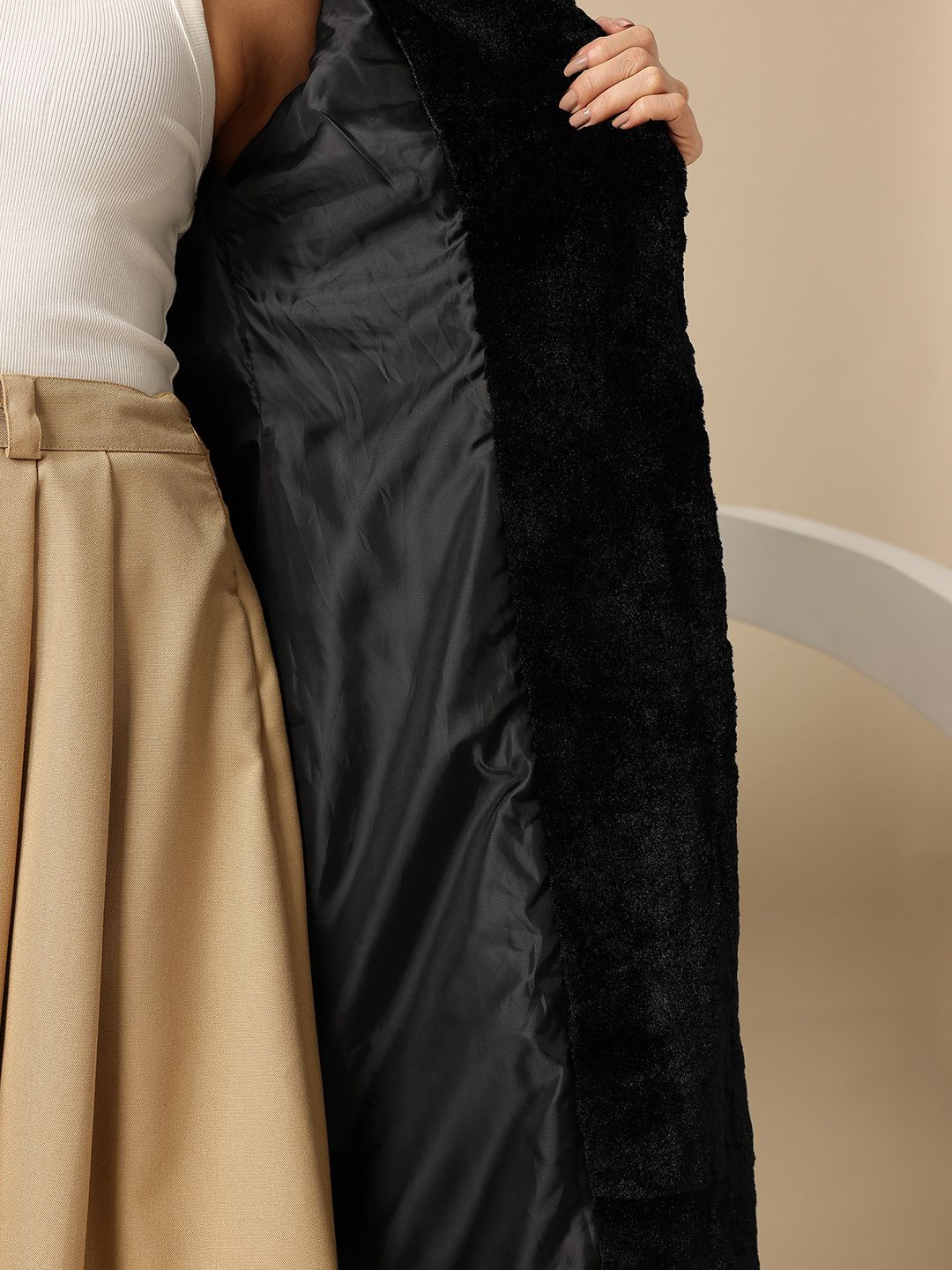 Buy Chemistry Shawl Collar Velvet-Finish Knee Length Regular Fit