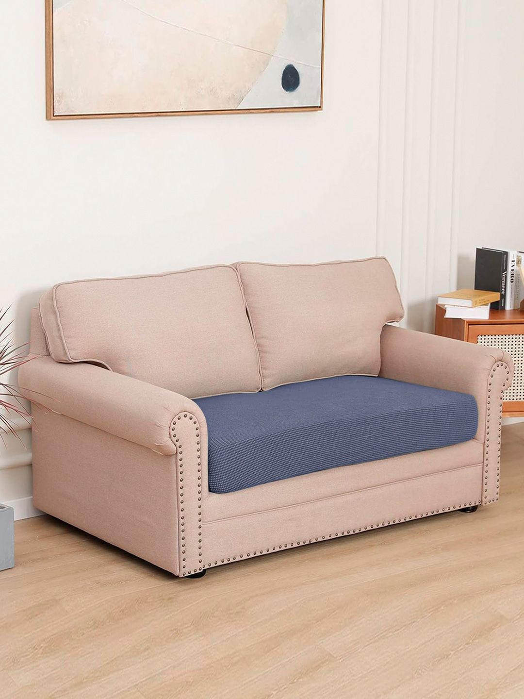 HOKIPO Grey Jacquard 2 Seater Sofa Seat Cushion Cover