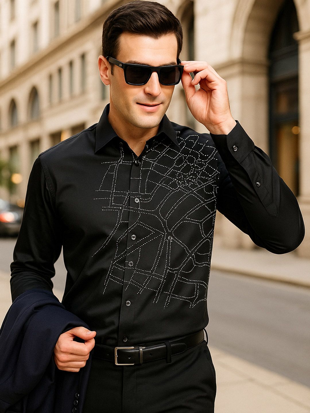 Buy Hancock Men Premium Slim Fit Printed Giza Cotton Satin Wrinkle