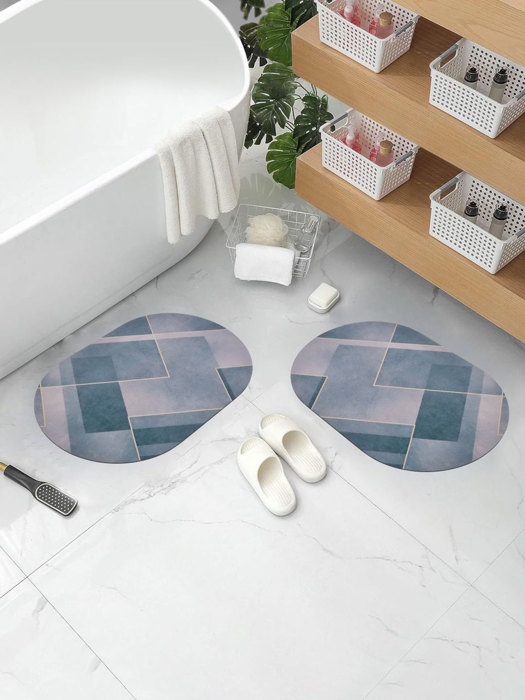DREAM WEAVERZ Grey 2 Pcs Soft Quick Dry Water Absorbent Mat For Home