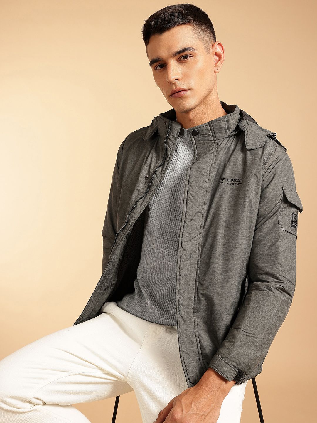 French Connection Detachable hood Tailored Jacket With Inner Fleece