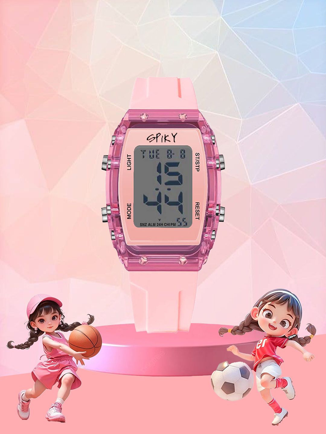 Spiky Girls Dial & Straps Digital Multi Function Automatic Watch SPKEVA36_C2_Pnk