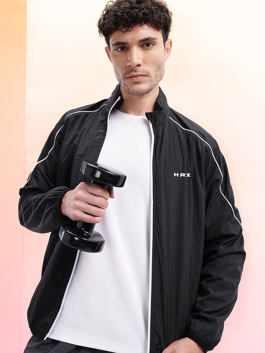HRX by Hrithik Roshan Mock Collar Training Bomber Jacket with Contrast Piping