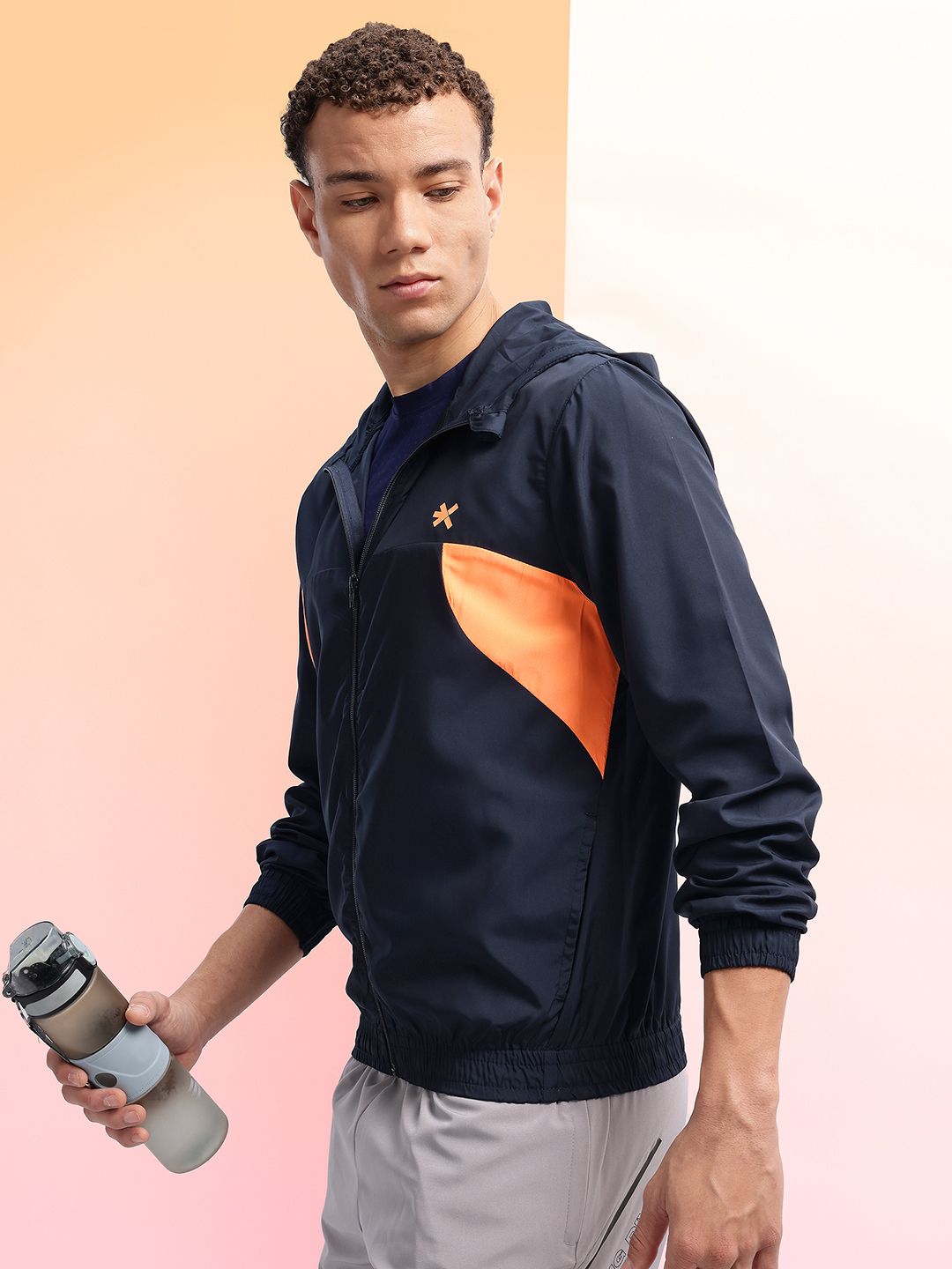 HRX by Hrithik Roshan Colourblocked Detail Hooded Running Jacket