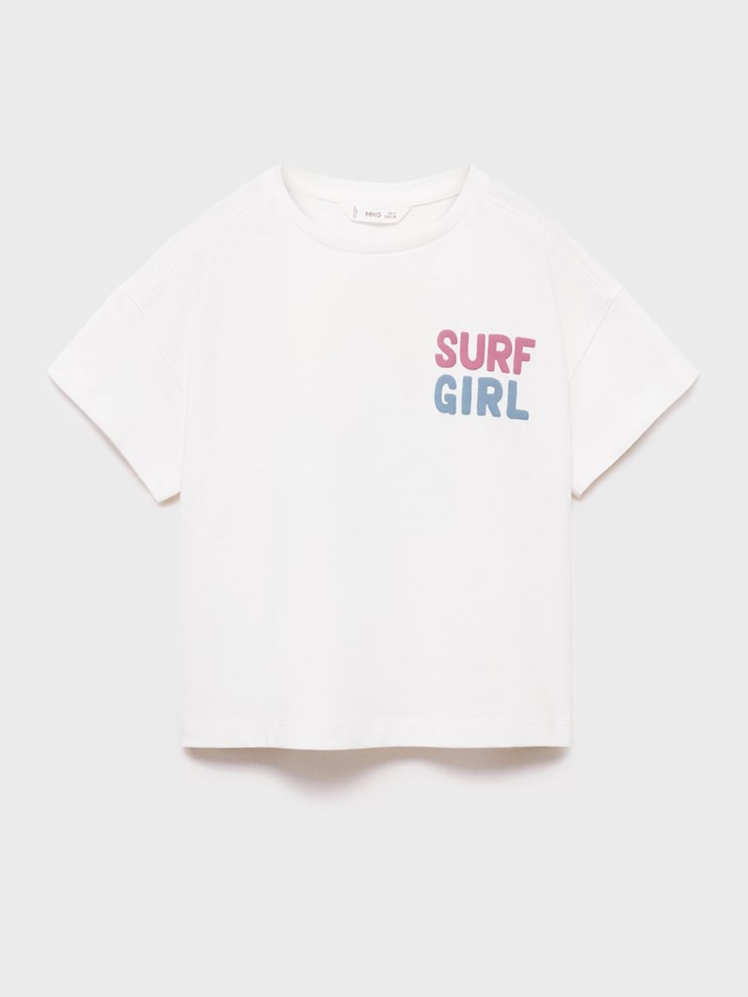 Mango Kids Girls Printed Drop-Shoulder Sleeves Pure Cotton T-shirt