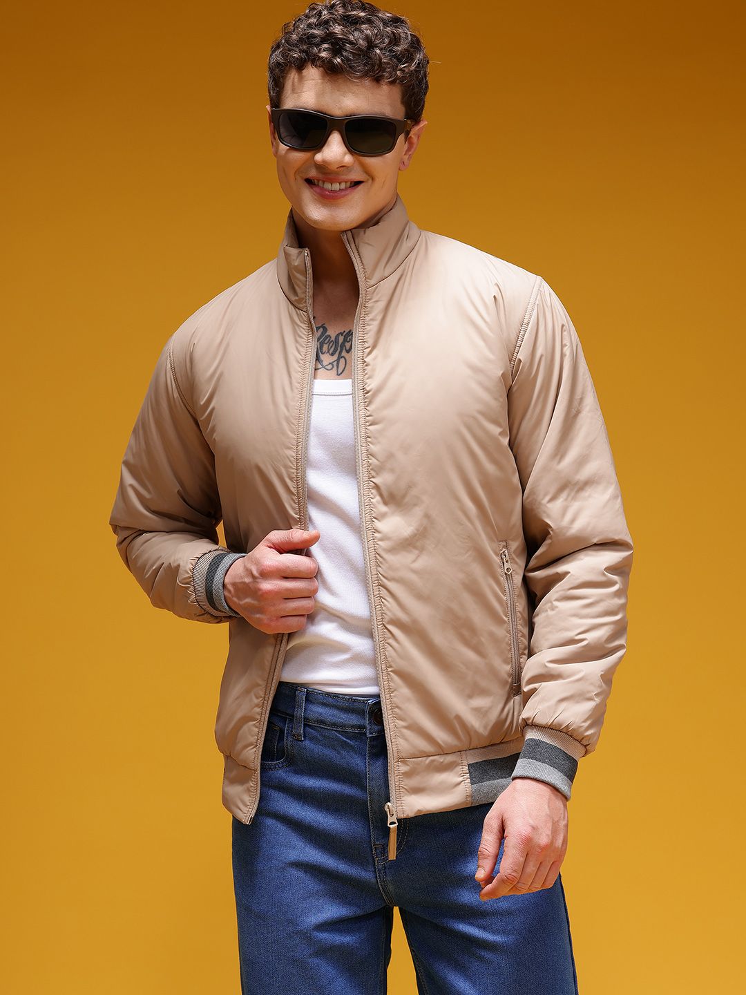 HERE&NOW Mock Collar Padded Jacket