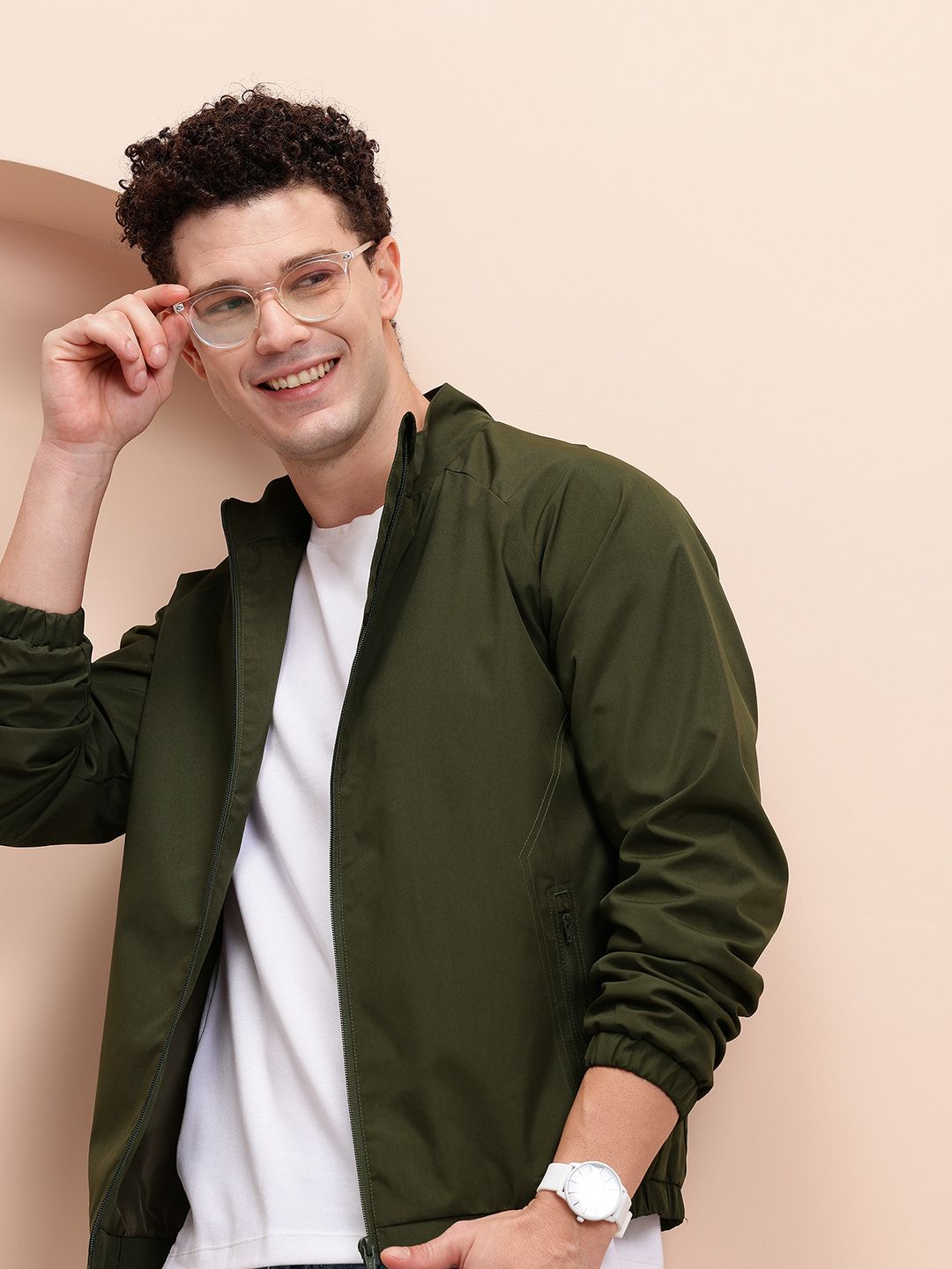 Mast & Harbour Mock Collar Raglan Sleeves Tailored Jacket