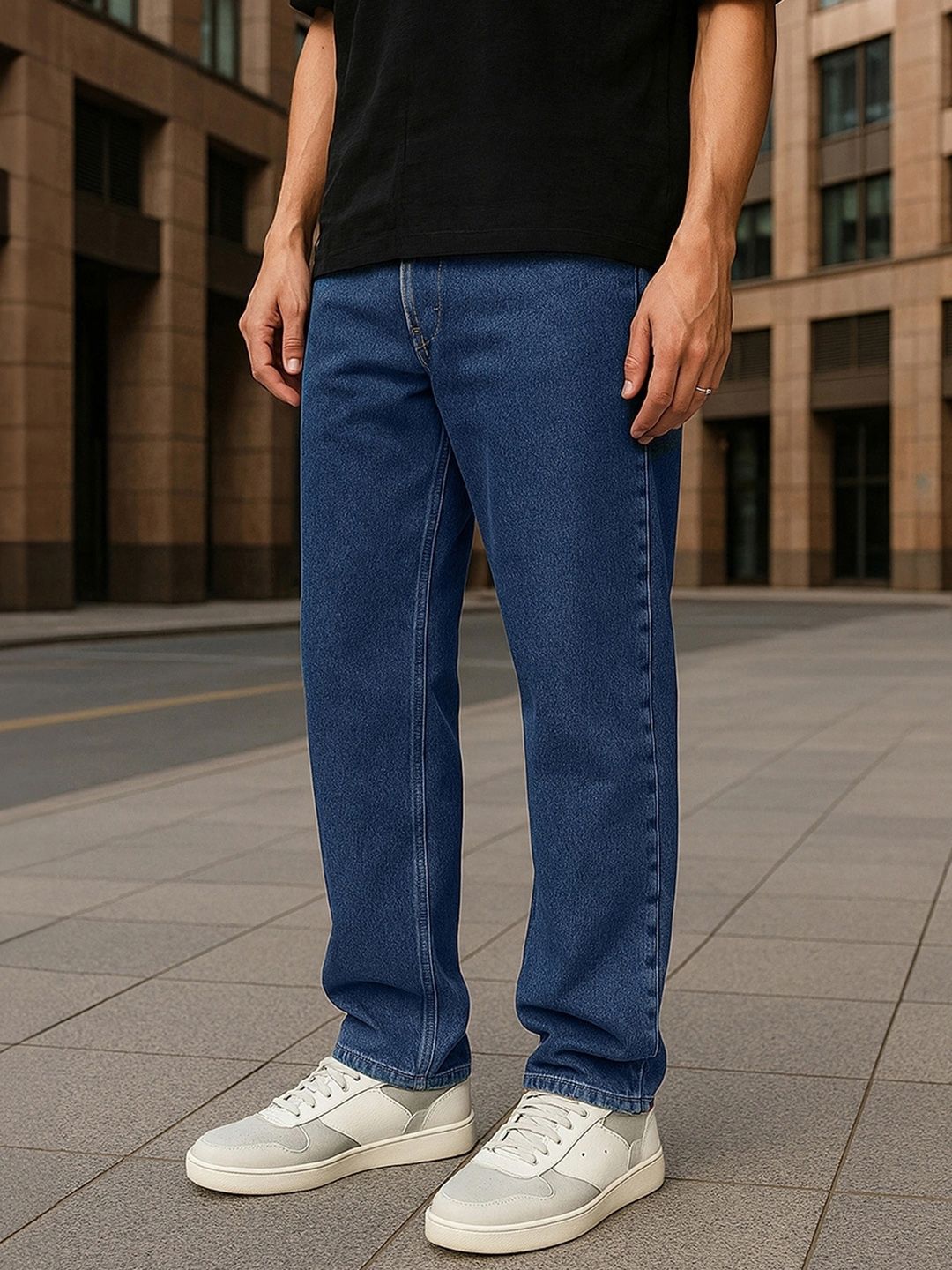Bewakoof Men Blue Washed Slim Straight Fit Stretchable Mid-Rise Jeans