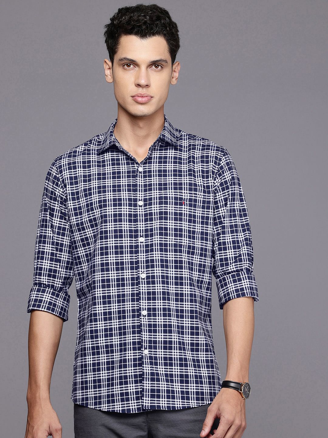 Louis Philippe Sport Louis Philippe Sport Pure Cotton Slim Fit Checked Casual Shirt