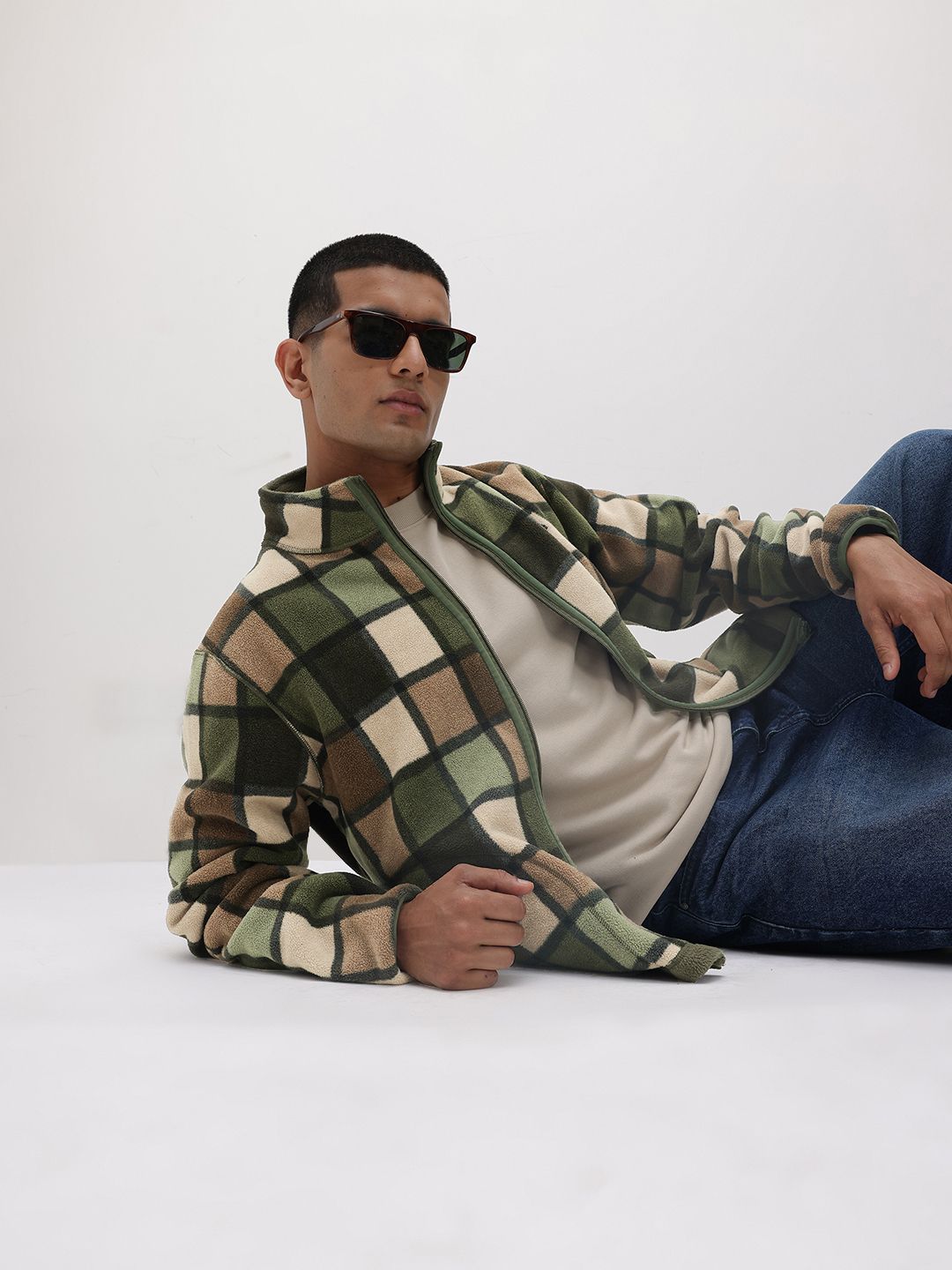 The Roadster Life Co. Checked Reversible Mock Collar Bomber Jacket