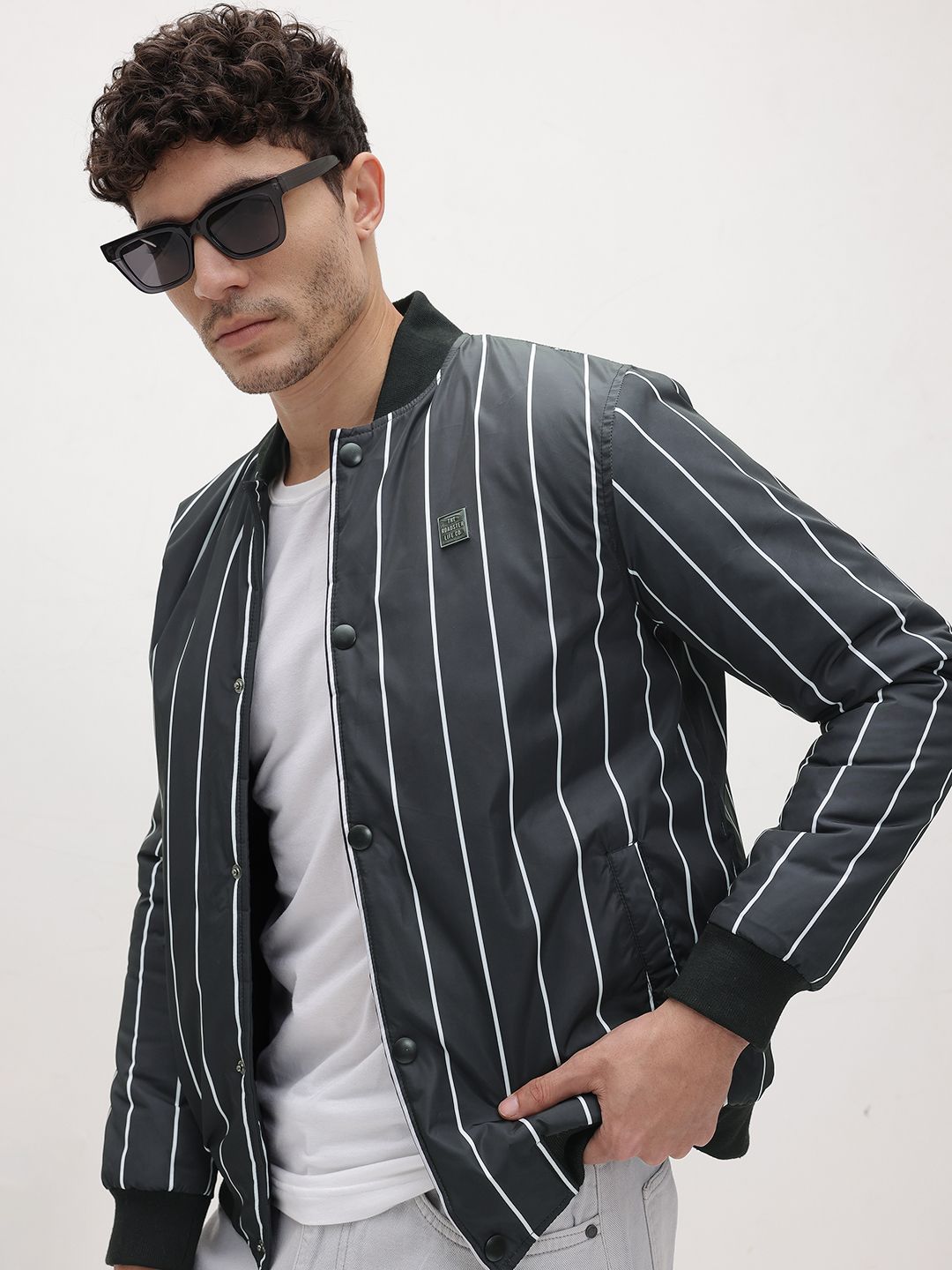 The Roadster Life Co. Striped Bomber Jacket
