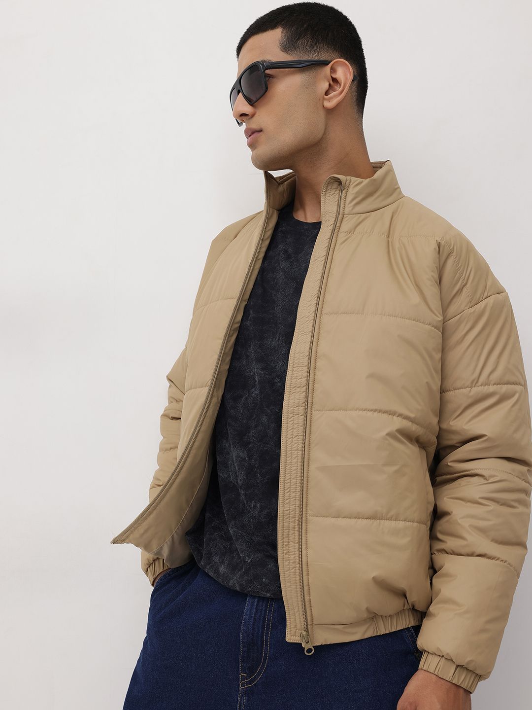 The Roadster Life Co. Solid Mock Collar Bomber Jacket