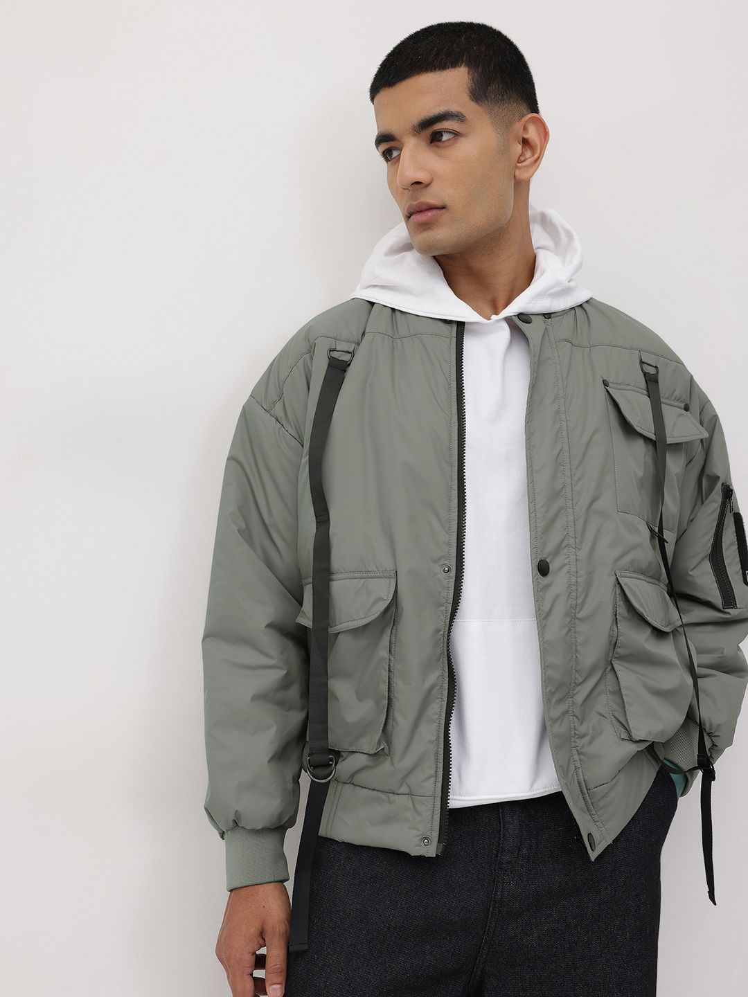 The Roadster Life Co. Stand Collar Fastening Detail Tailored Jacket