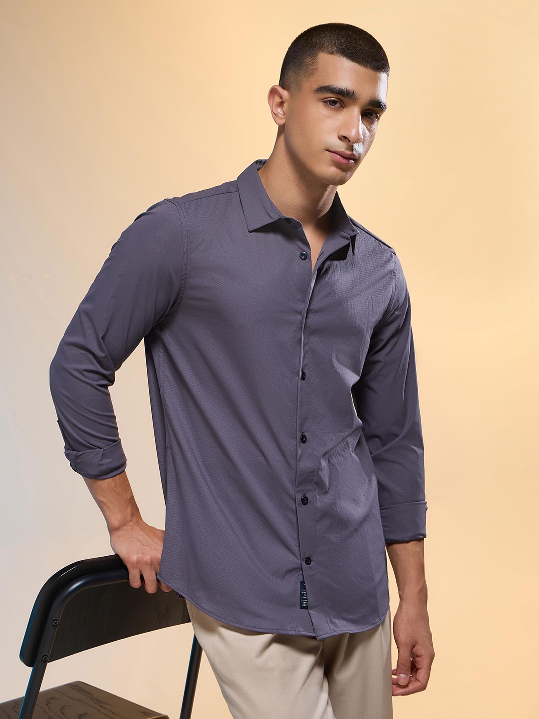 Buy Technosport Men Solid Slim Fit Spread Collar Casual Shirt with