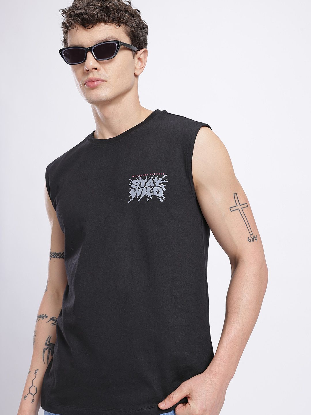 glitchez Placement Print Sleeveless T-shirt