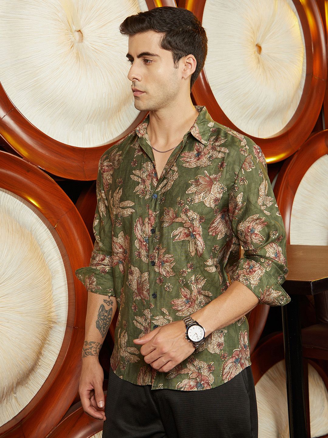 CAHOOT Men Comfort Printed Withering-Bloom Shirt