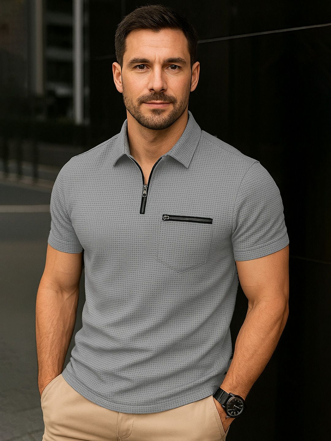 R.Code by The Roadster Life Co. Men Polo Collar T-shirt