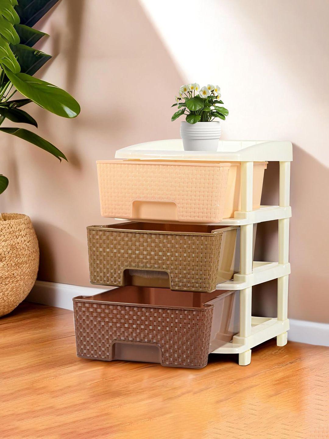 Myntra Elegant Homes Myntra Elegant Homes Brown 3-Tier Multi-Utility Drawers Organiser
