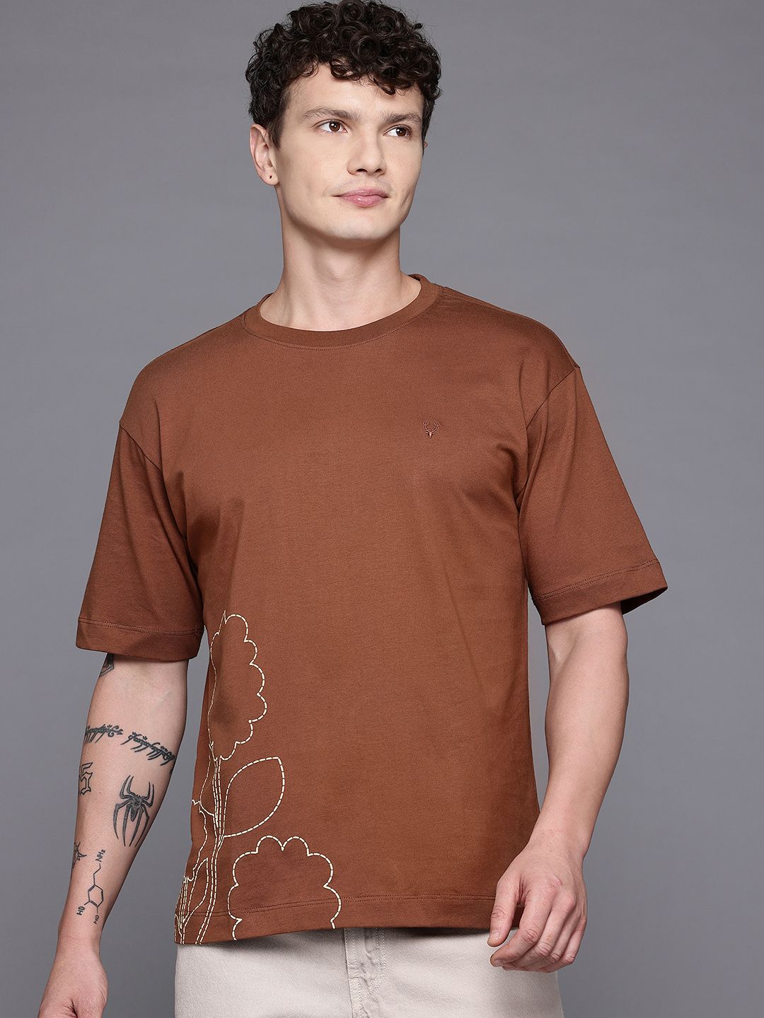 Relaxed Pure Cotton T-shirt Allen Solly Floral Print Relaxed Pure Cotton T-shirt