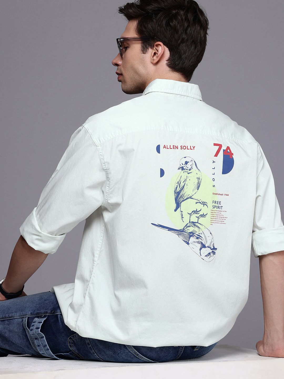 soll様 Buy Allen Solly Pure Cotton Graphic Printed Relaxed Fit Casual