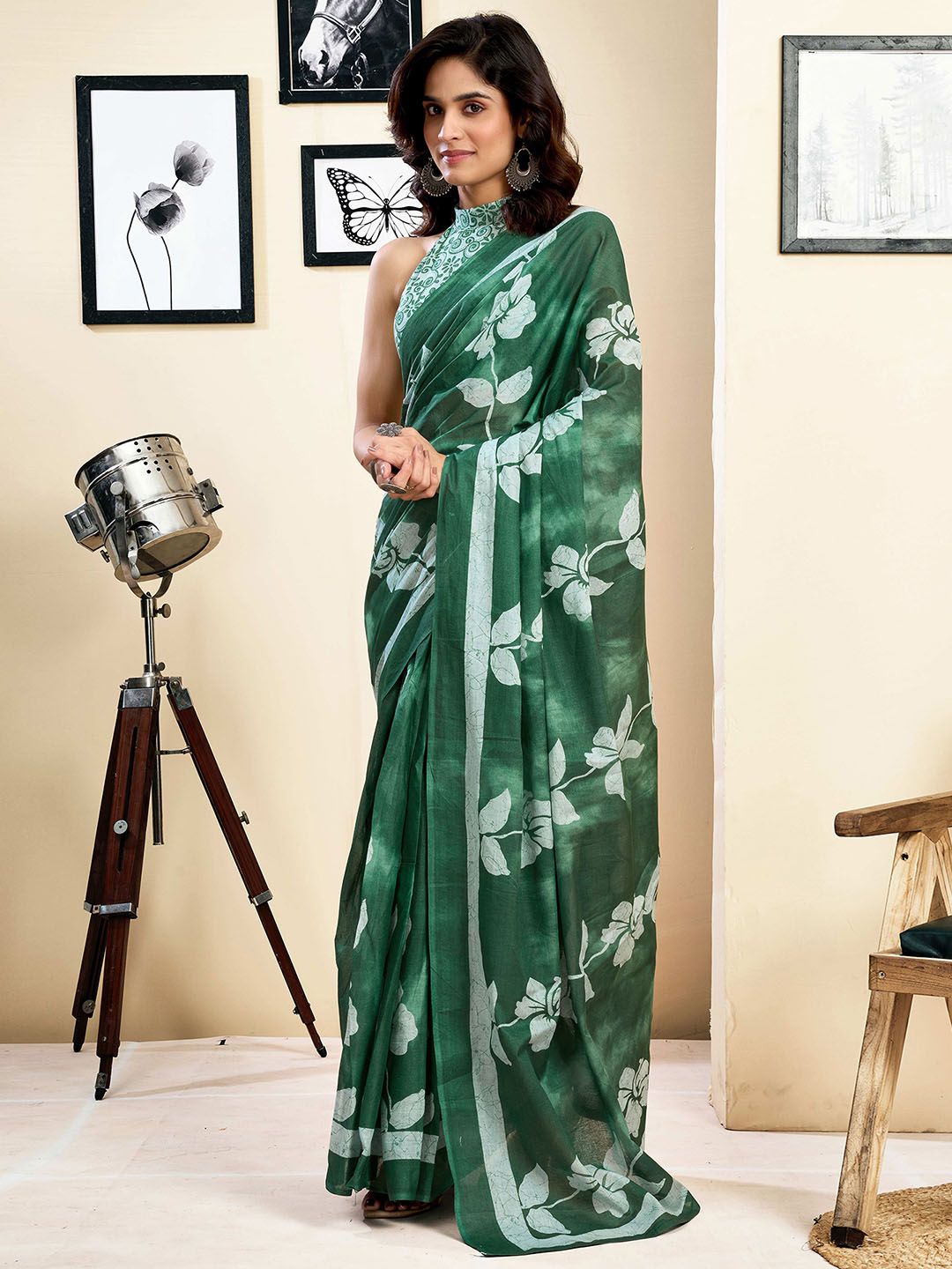 Mitera Ethnic Motifs Pure Cotton Ready to Wear Saree