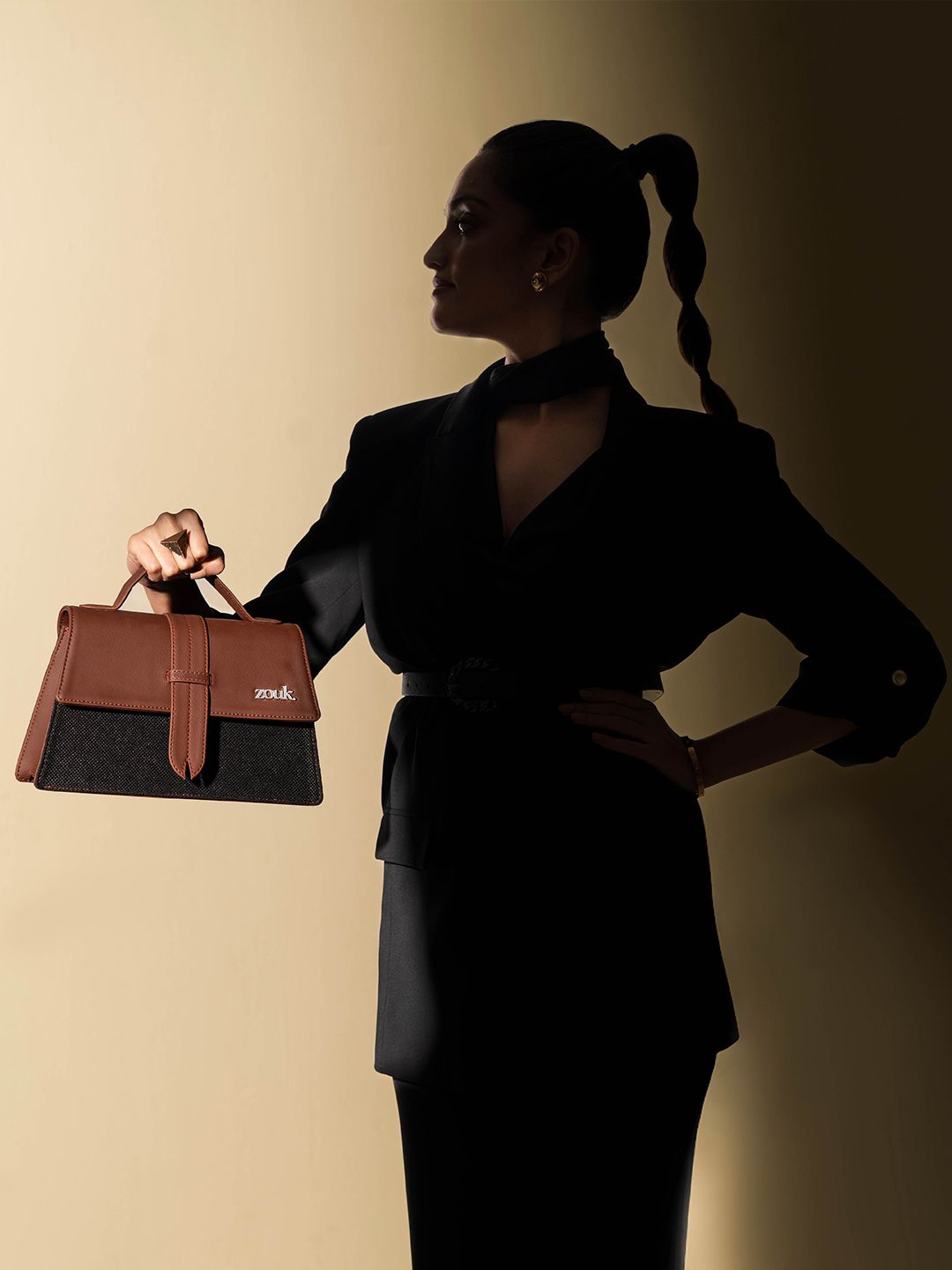 Buy ZOUK Kriti Sanon - Jet Black Iconic Evening Structured Satchel