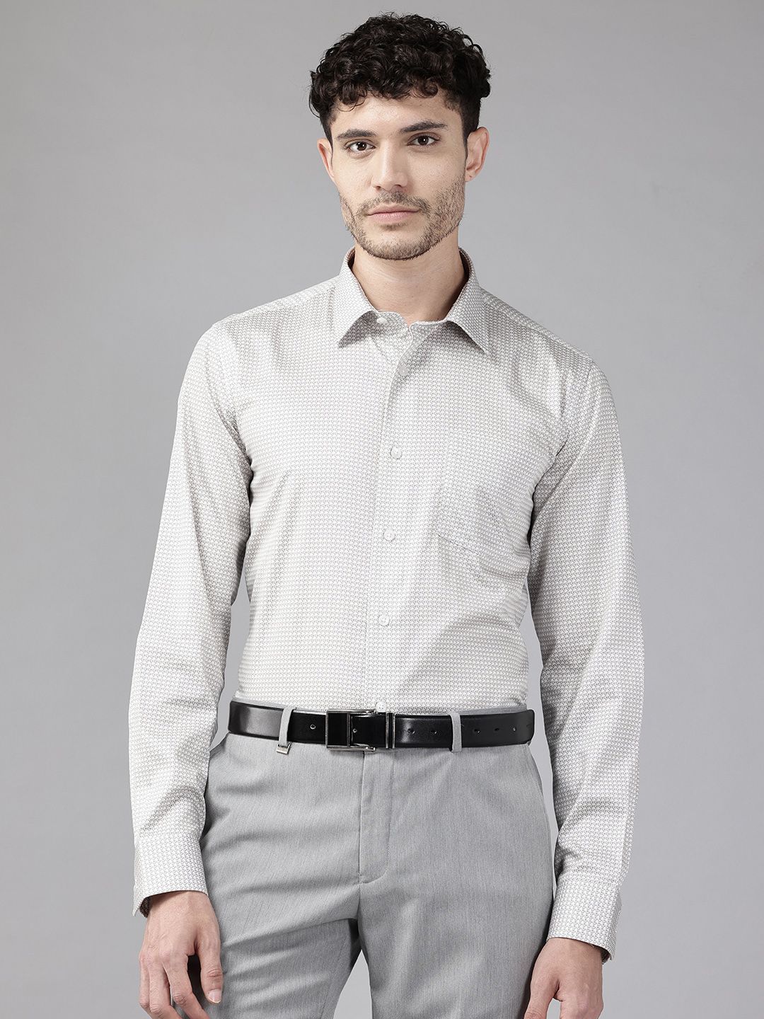 Blackberrys Cotton Printed Slim Fit Formal Shirt