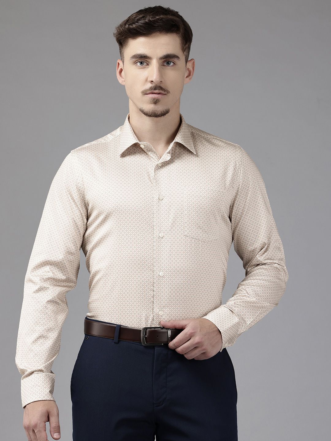 Blackberrys India Fit Micro or Ditsy Print Pure Cotton Slim Fit Formal Shirt