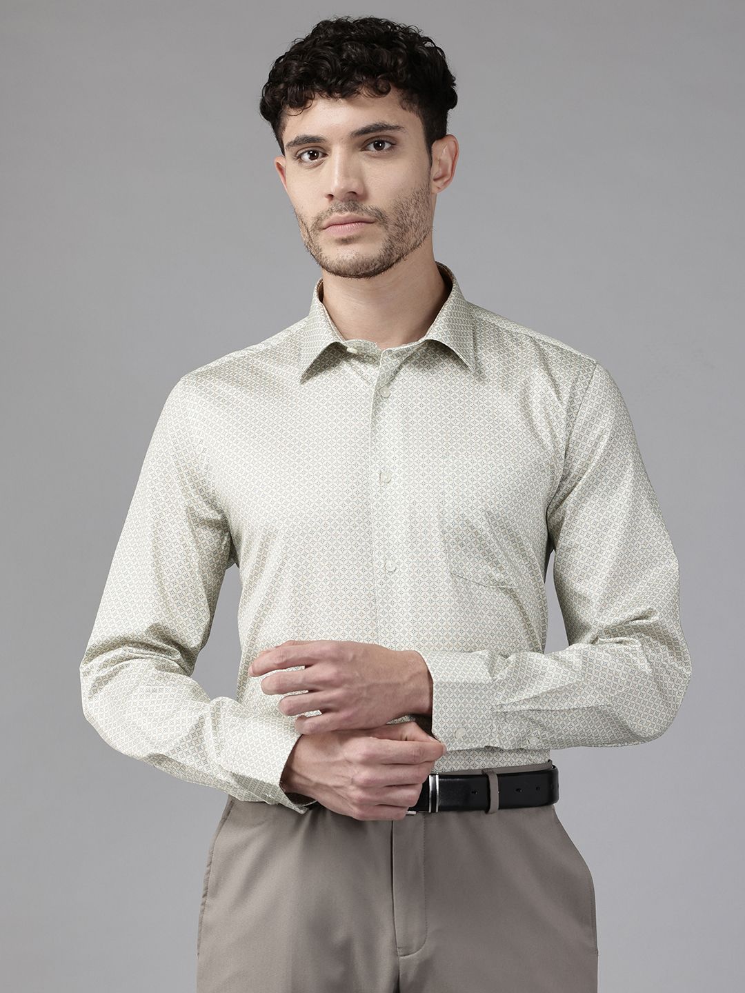 Blackberrys India Fit Micro or Ditsy Print Pure Cotton Slim Fit Formal Shirt
