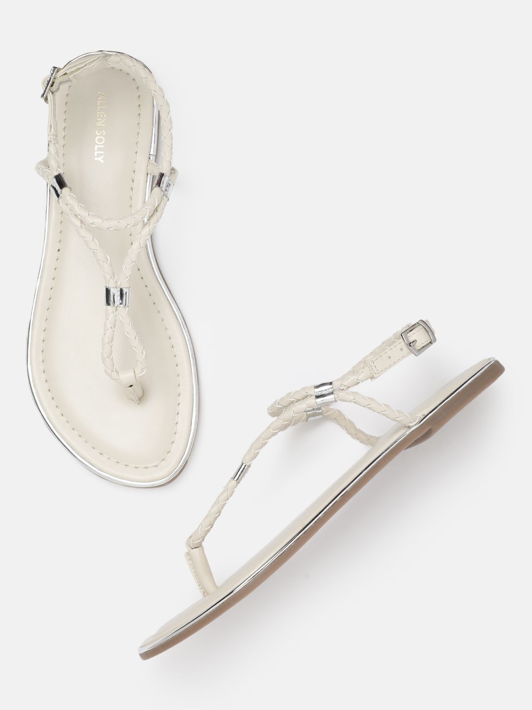 Allen Solly Women T-Strap Woven Design Flats deal from myntra