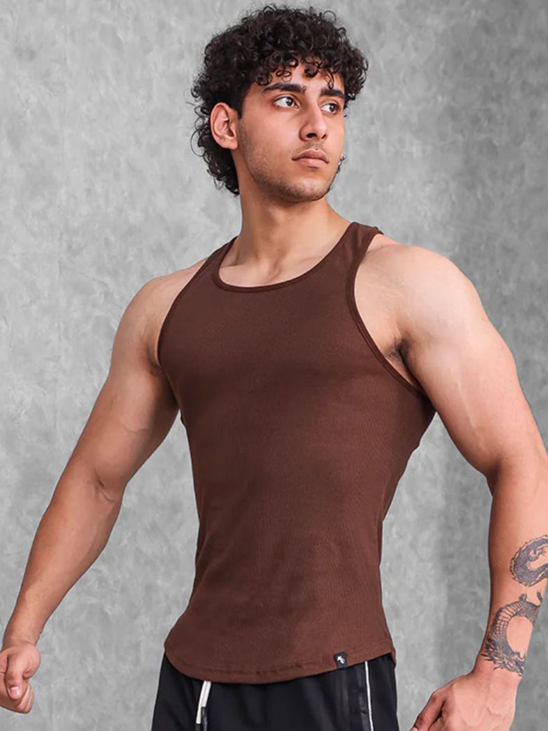 Buy New Theory Muscle-Up Ribbed Tank - Brown NTC01MURT01-Brown-S