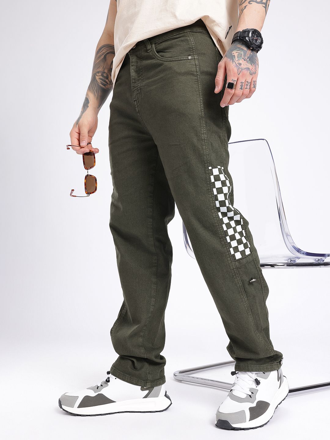 glitchez Men Relaxed Fit Printed Stretchable Jeans