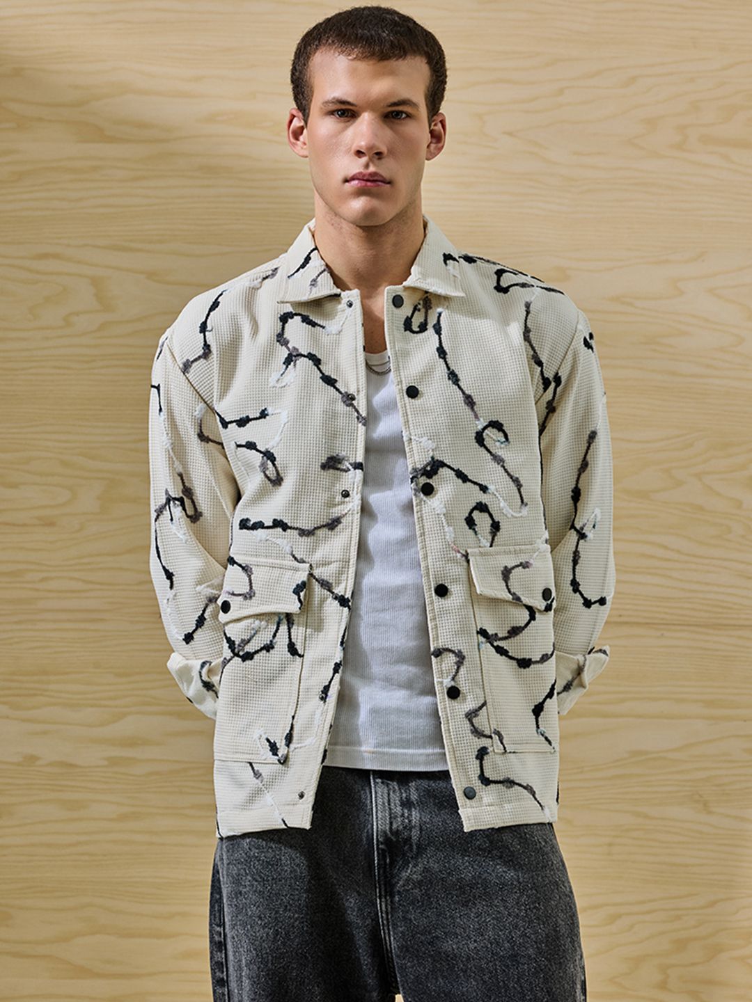 Snitch Beige Abstract Jacket