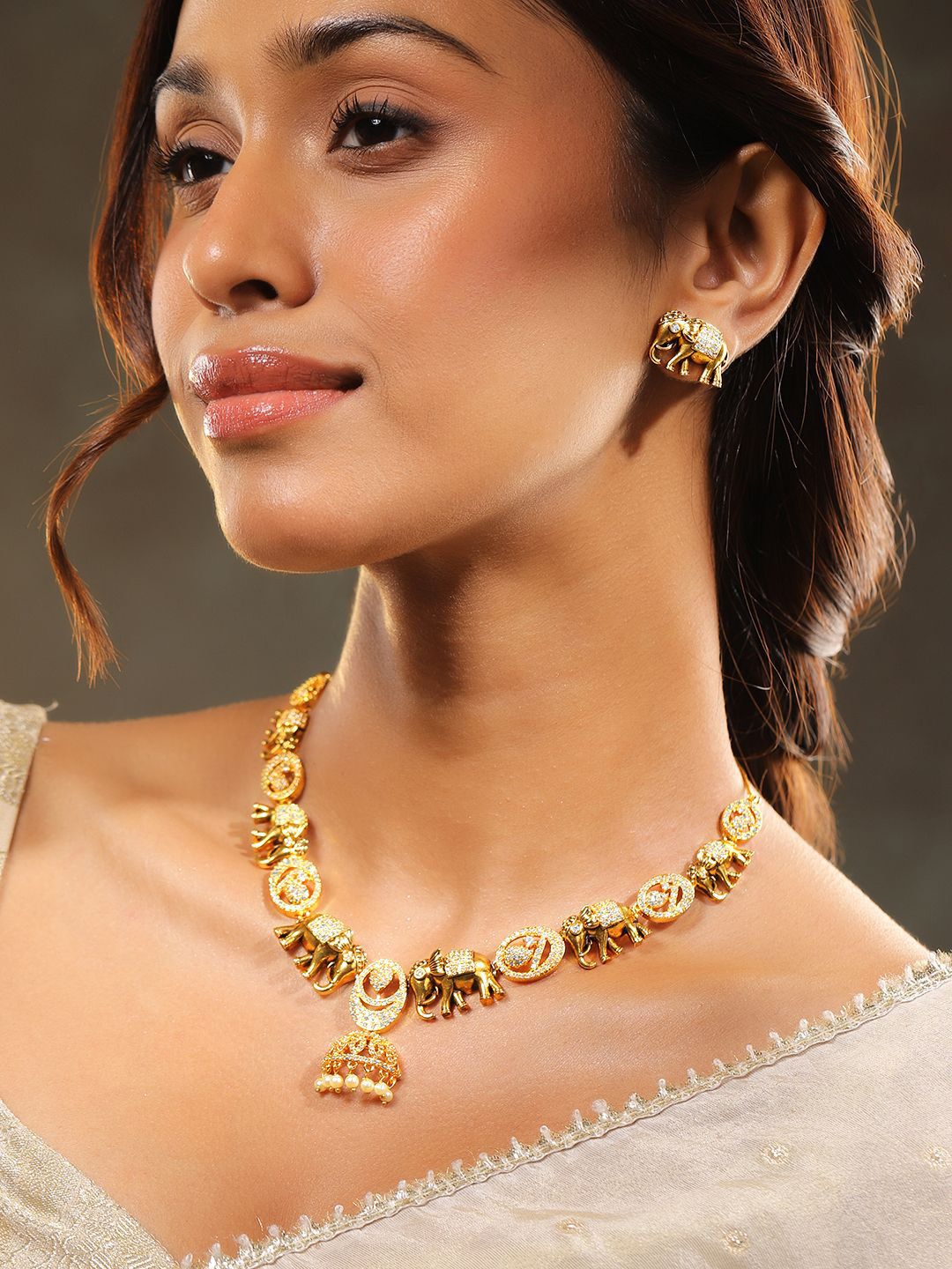 ◇Maki様◇リクエスト　バレエ衣裳セット冠、ネックレス、袖付125cm Buy Rubans 22K Gold-Plated Cubic Zirconia Studded Elephant Motif