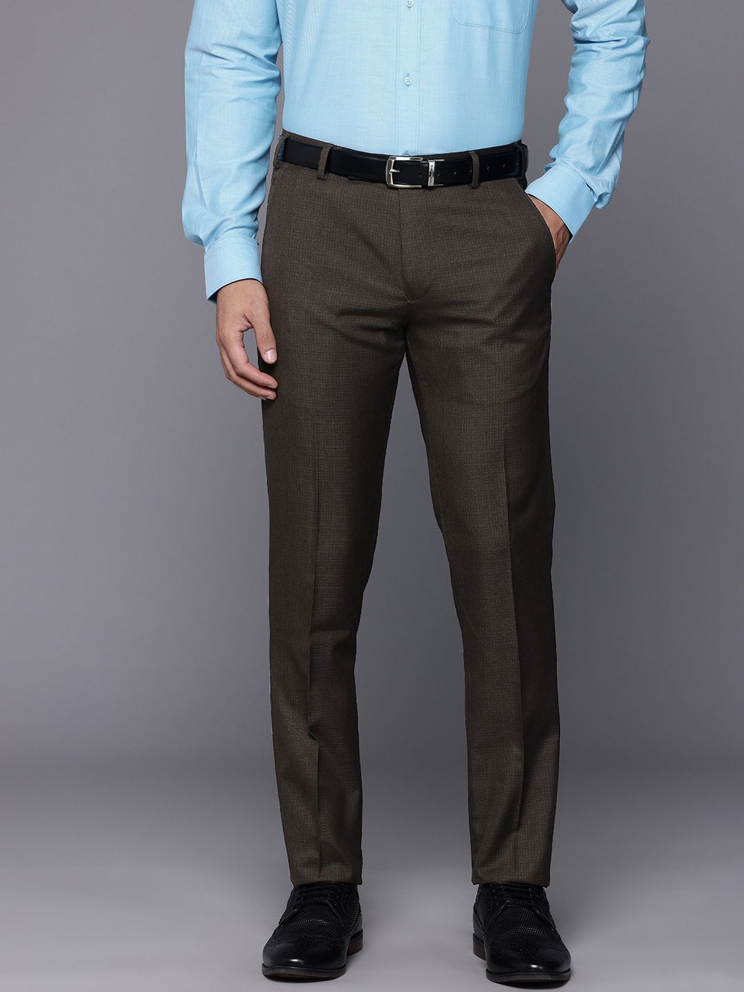 Raymond Men Checked Slim Fit Formal Trousers