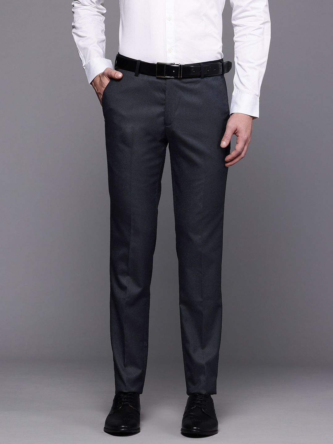 Raymond Men Textured Slim Fit Formal Trousers