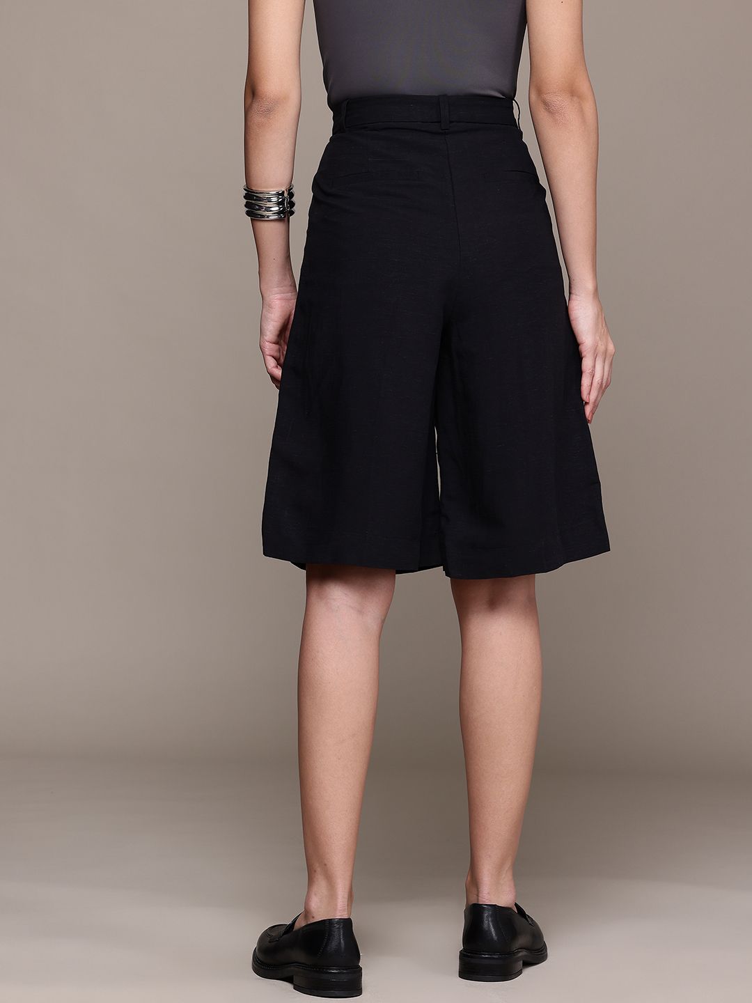 Pleated High-Rise Bermuda Shorts