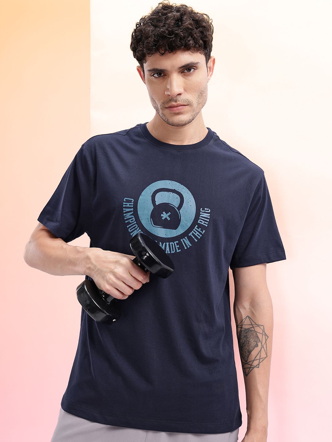 HRX by Hrithik Roshan Printed Drop-Sleeves Relaxed Fit Training T-shirt