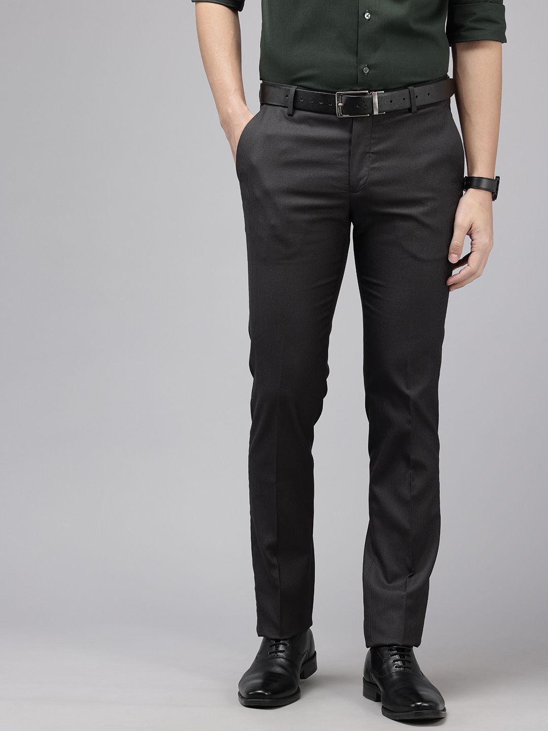 Arrow Men Hudson Tapered Fit Checked Formal Trousers