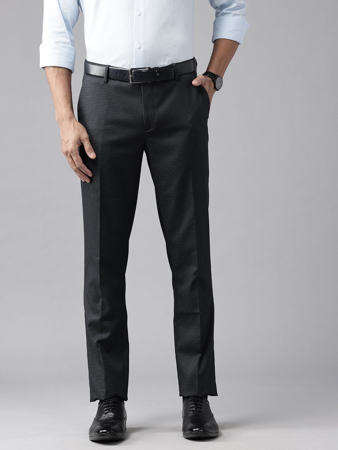 Arrow Men Textured Tapered Fit Formal Trousers