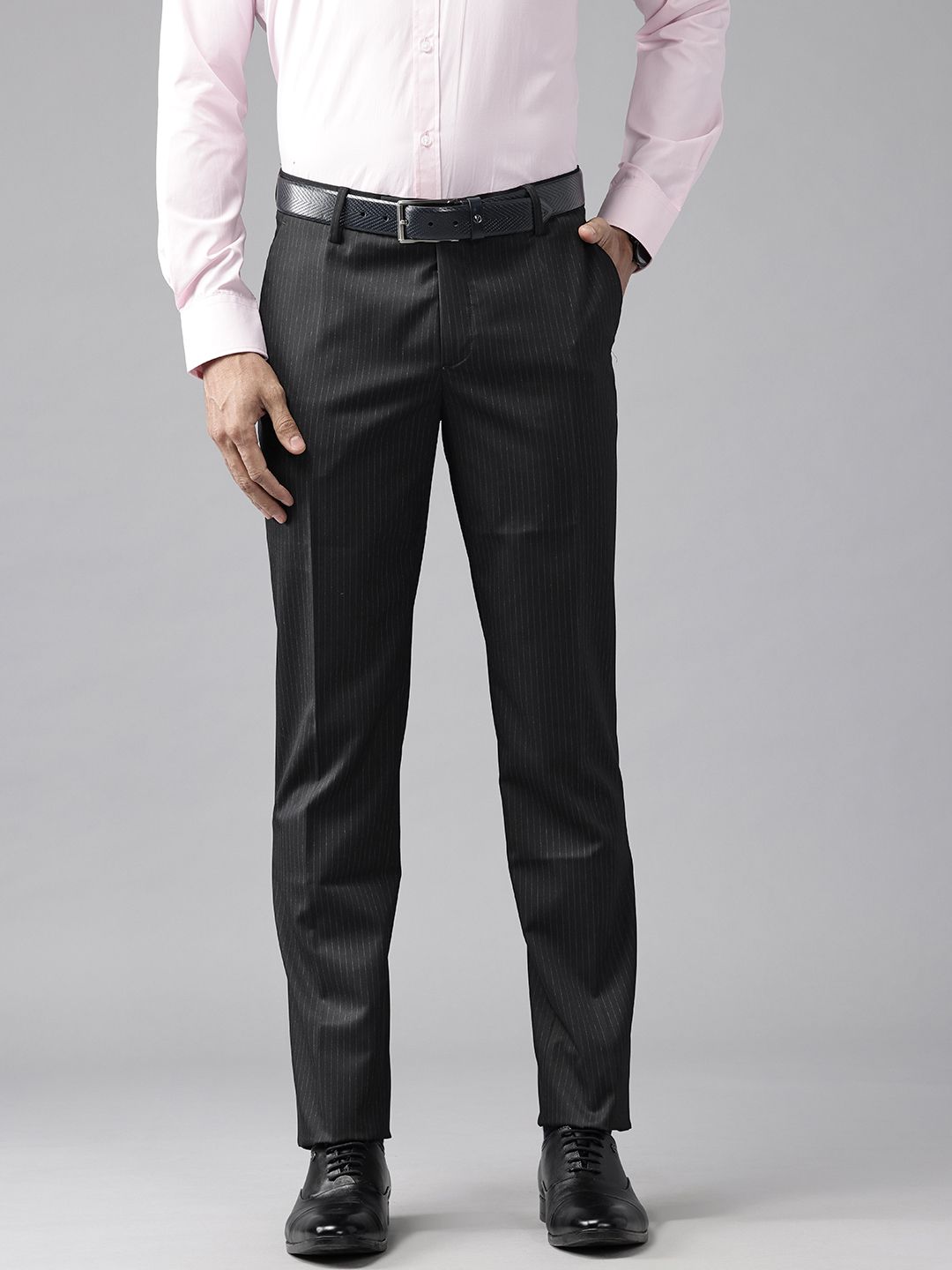 Arrow Men Striped Tapered Fit Formal Trousers
