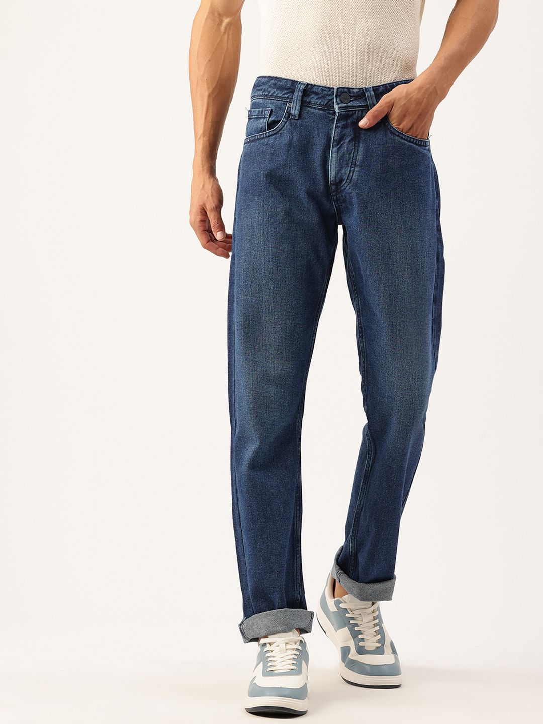 Integriti Men Slim Fit Mid-Rise Light Fade Stretchable Jeans