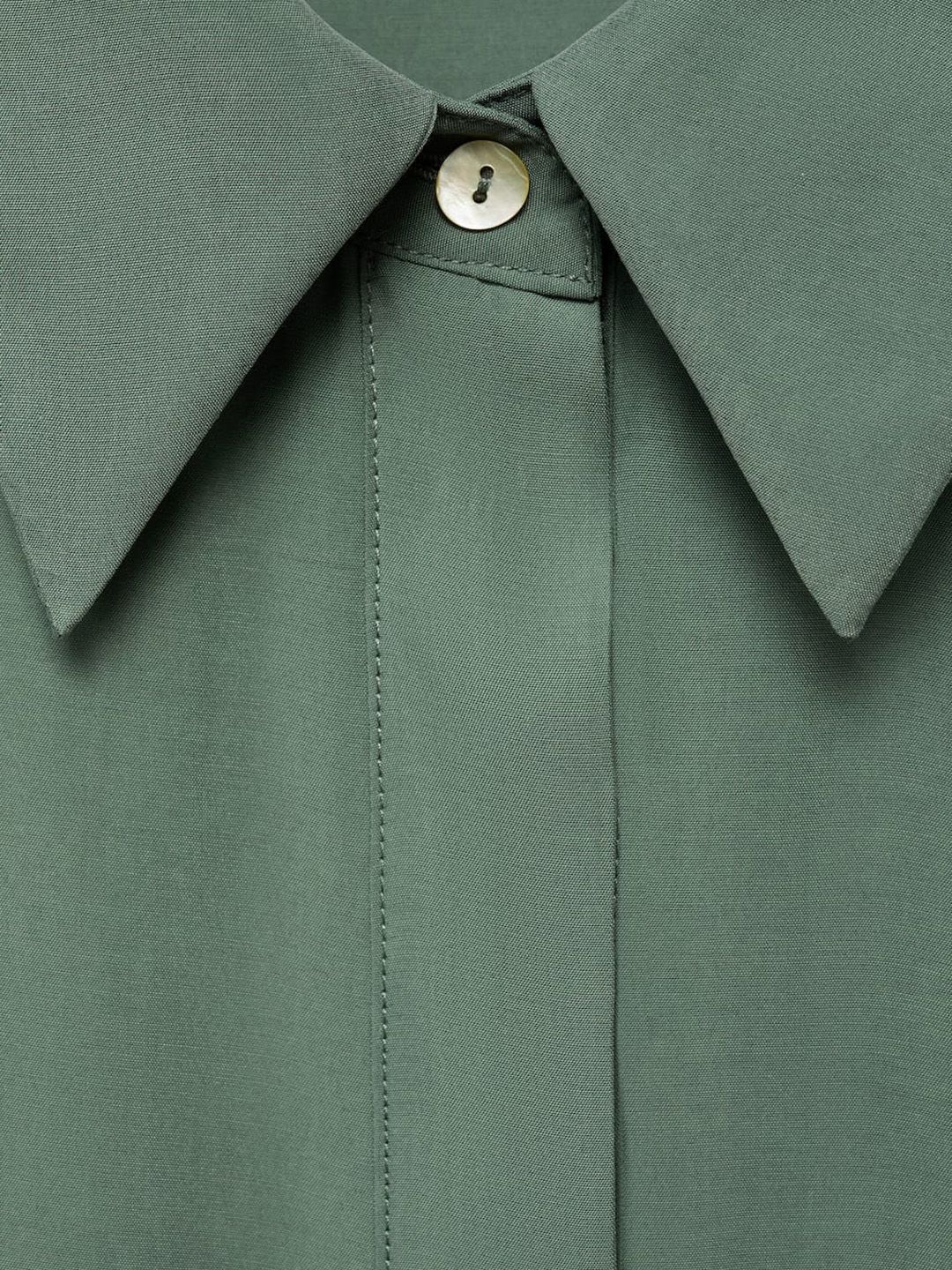 Shirt Collar Pleated Detail Extended Sleeves A-Line Midi Dress with Belt
