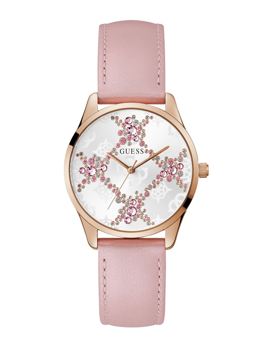 GUESS GUESS Women Trend Luster Embellished Dial & Leather Straps Analogue Watch - GW0837L2